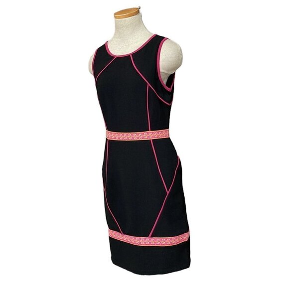 Tinley Road Midi Dress Sleeveless Black Pink Trim Sheath Size Small S - Picture 3 of 15